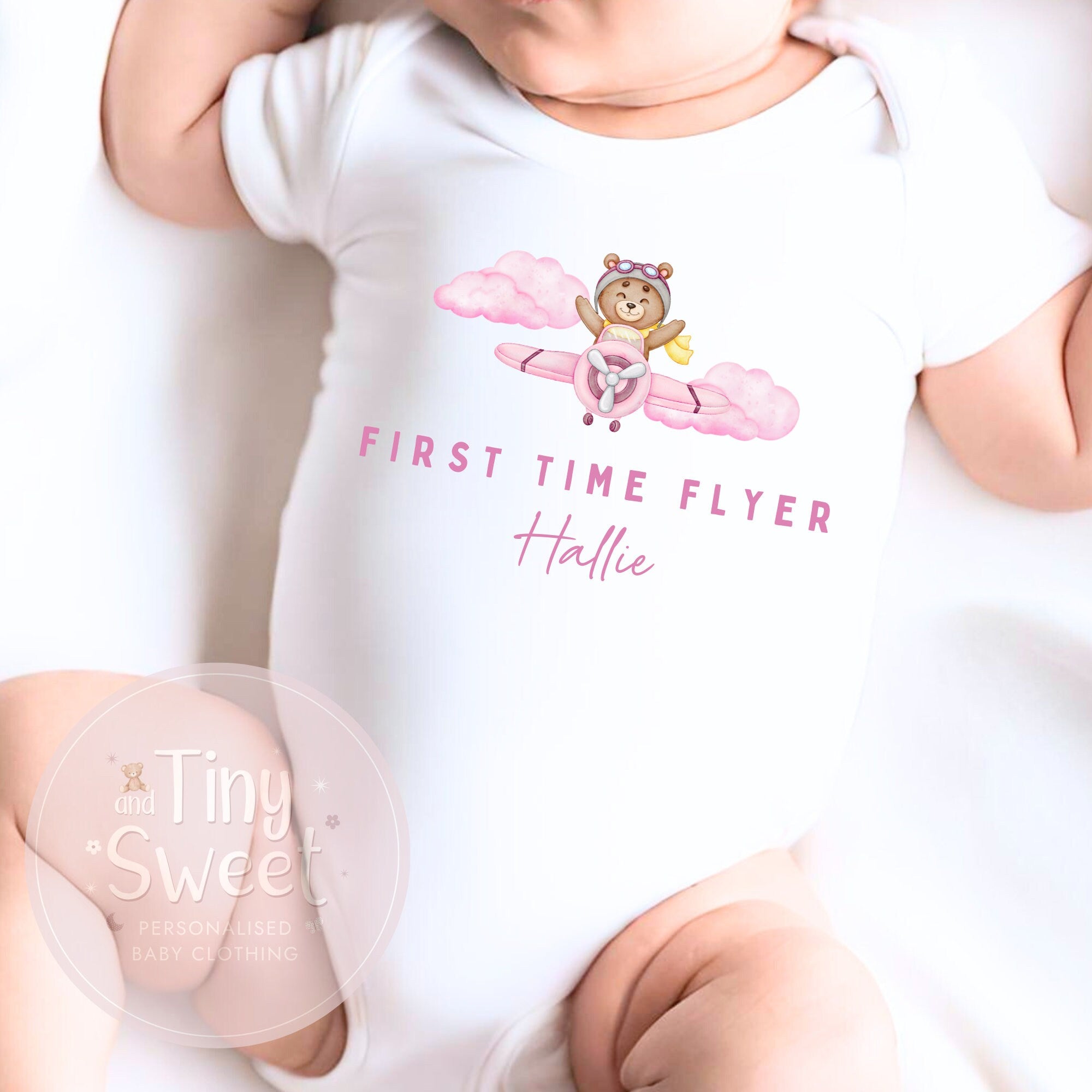 Personalised My First Flight T Shirt, First Time Flyer Bodysuit, 1st Holiday Babygrow, Babies First Holiday, First Time Flyer