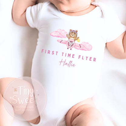Personalised My First Flight T Shirt, First Time Flyer Bodysuit, 1st Holiday Babygrow, Babies First Holiday, First Time Flyer