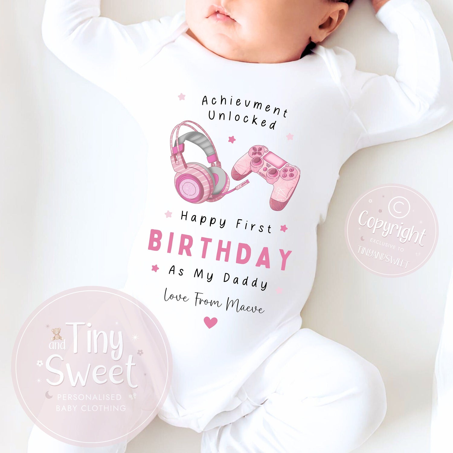 Happy Birthday Daddy, 1st Birthday as My Daddy, Gaming Dad, New Dad Gift, Dad Birthday, Daddy Birthday, Sleepsuit Babygrow Bodysuit Dad