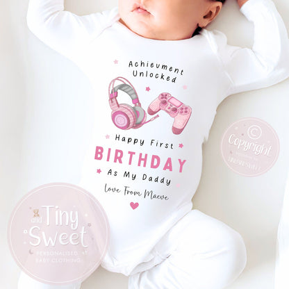 Happy Birthday Daddy, 1st Birthday as My Daddy, Gaming Dad, New Dad Gift, Dad Birthday, Daddy Birthday, Sleepsuit Babygrow Bodysuit Dad