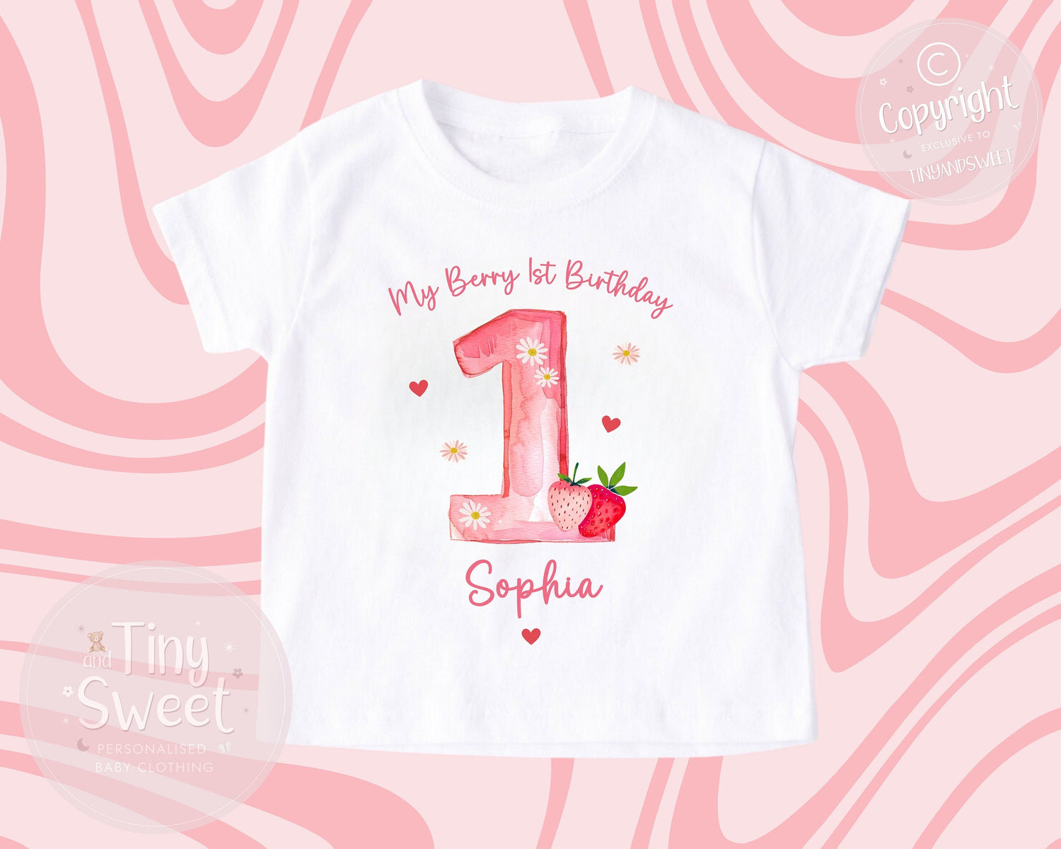 Personalised First Birthday T-shirt, 1st Birthday T Shirt, Strawberry 1st Birthday T Shirt,, 1st Birthday, First Birthday