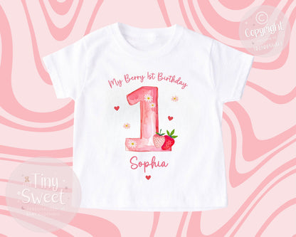 Personalised First Birthday T-shirt, 1st Birthday T Shirt, Strawberry 1st Birthday T Shirt,, 1st Birthday, First Birthday