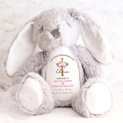 Personalised Christening Bunny Gift, Baptism, Dedication or Holy Communion Gift, Personalised Bunny for Baby’s Special Day