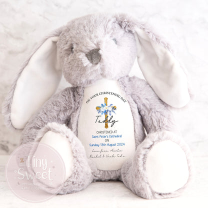Personalised Christening Bunny Gift, Baptism, Dedication or Holy Communion Gift, Personalised Bunny for Baby’s Special Day