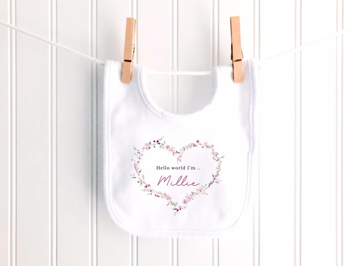 Personalised Hello World Baby Sleepsuit, Newborn Coming Home Outfit, Baby Name Reveal Sleepsuit, Baby Name &amp; Birth Announcement
