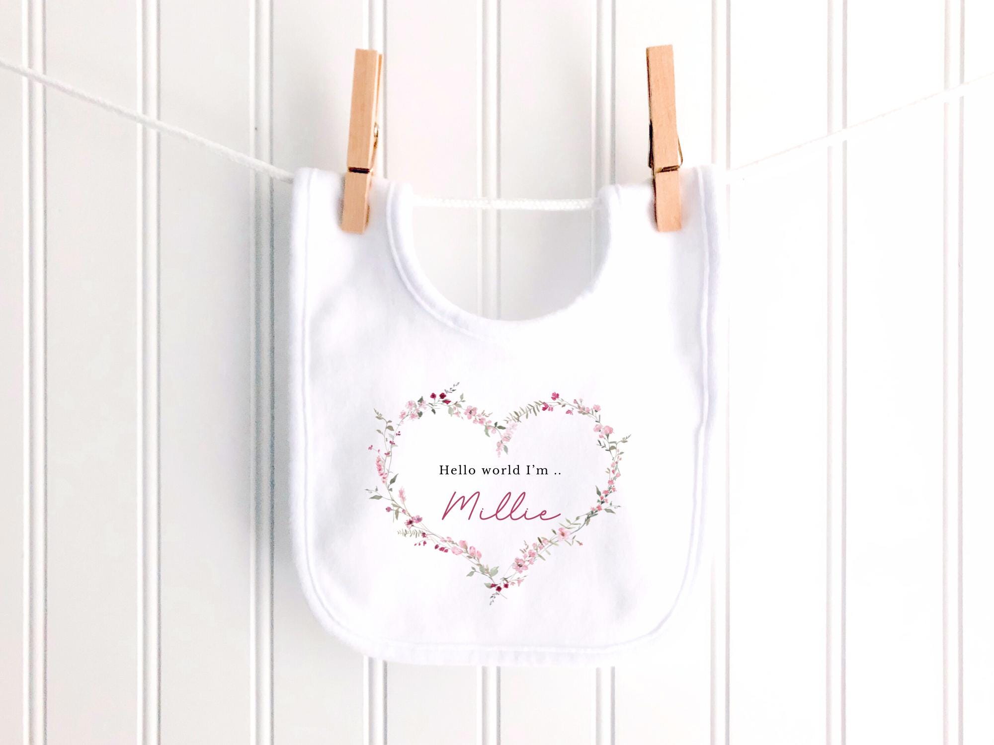 Personalised Hello World Baby Sleepsuit, Newborn Coming Home Outfit, Baby Name Reveal Sleepsuit, Baby Name &amp; Birth Announcement