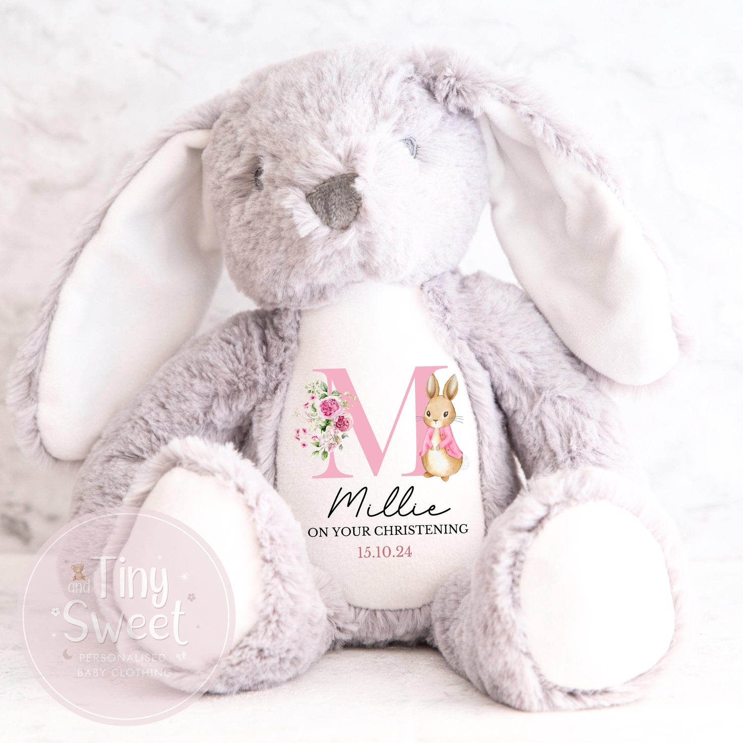 Personalised Christening Bunny, Christening Gift, Christening Keepsake, Personalised Christening Gifts, Baptism Gift, New Baby Gift