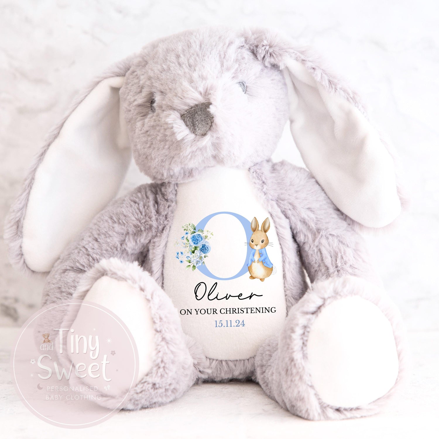 Personalised Christening Bunny, Christening Gift, Christening Keepsake, Personalised Christening Gifts, Baptism Gift, New Baby Gift