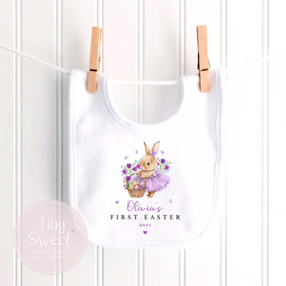 Purple First Easter Ballerina Bunny Personalised Sleepsuit