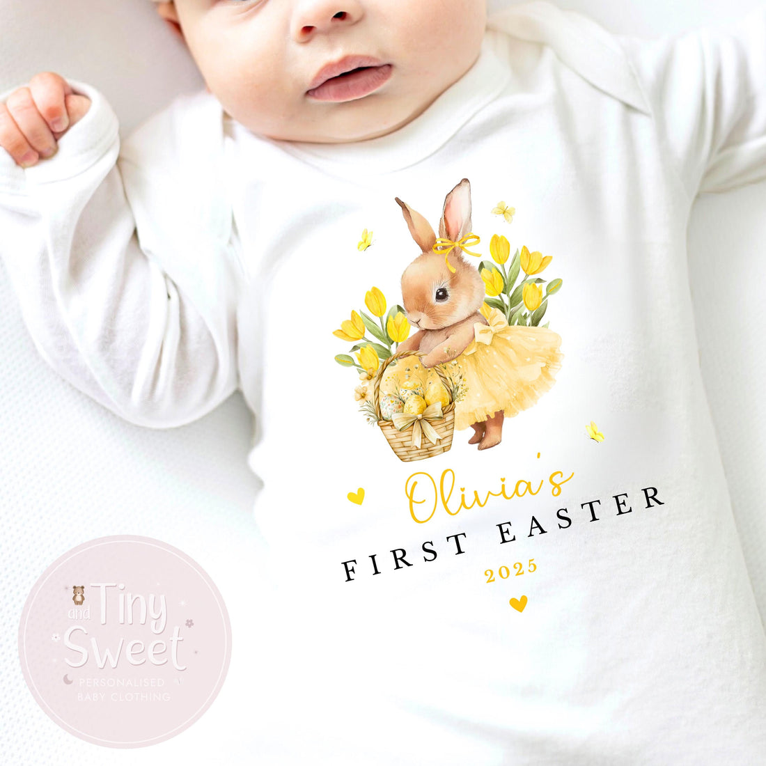 Easter Babygrow, 1st Easter, My First Easter, Babies first Easter sleepsuit, Beige Easter baby outfit, New baby gift