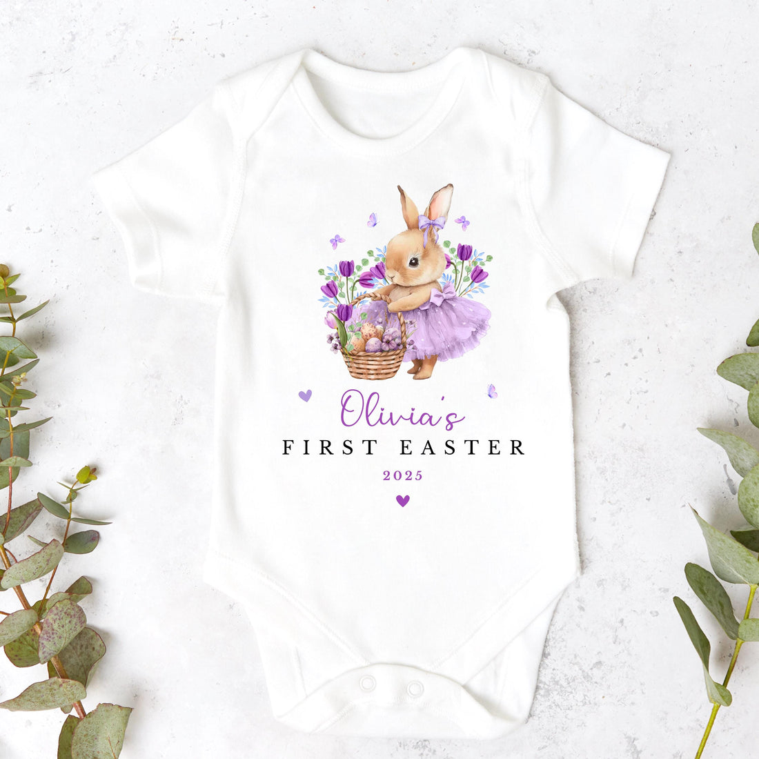 Purple First Easter Ballerina Bunny Personalised Sleepsuit