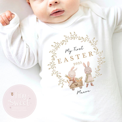 Easter Babygrow, 1st Easter, My First Easter, Babies first Easter sleepsuit, Beige Easter baby outfit, New baby gift