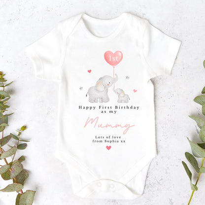 First Birthday as My Mummy Baby Outfit – Personalised Sleepsuit Gift from Baby