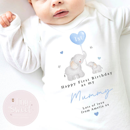 First Birthday as My Mummy Baby Outfit – Personalised Sleepsuit Gift from Baby