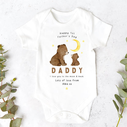 Daddy I Love You To The Moon And Back Personalised Sleepsuit/Babygrow
