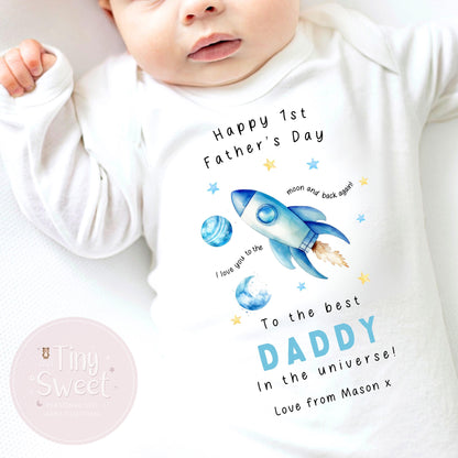 Best Daddy In The Universe Personalised Sleepsuit/Babygrow