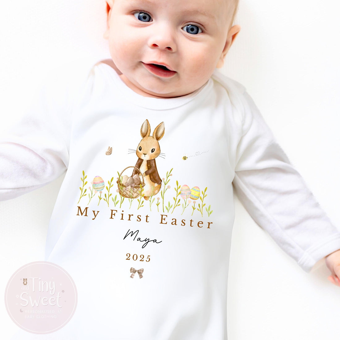 Easter Babygrow, 1st Easter, My First Easter, Babies first Easter sleepsuit, Beige Easter baby outfit, New baby gift