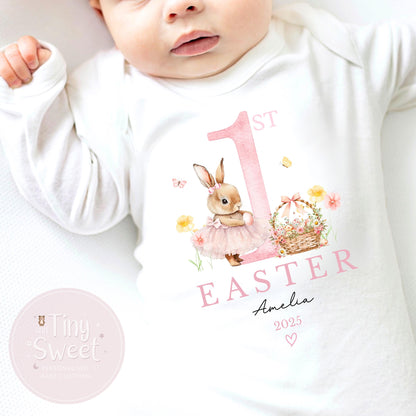 Easter Babygrow, 1st Easter, My First Easter, Babies first Easter sleepsuit, Pink Easter baby outfit, New baby gift, Personlised Easter