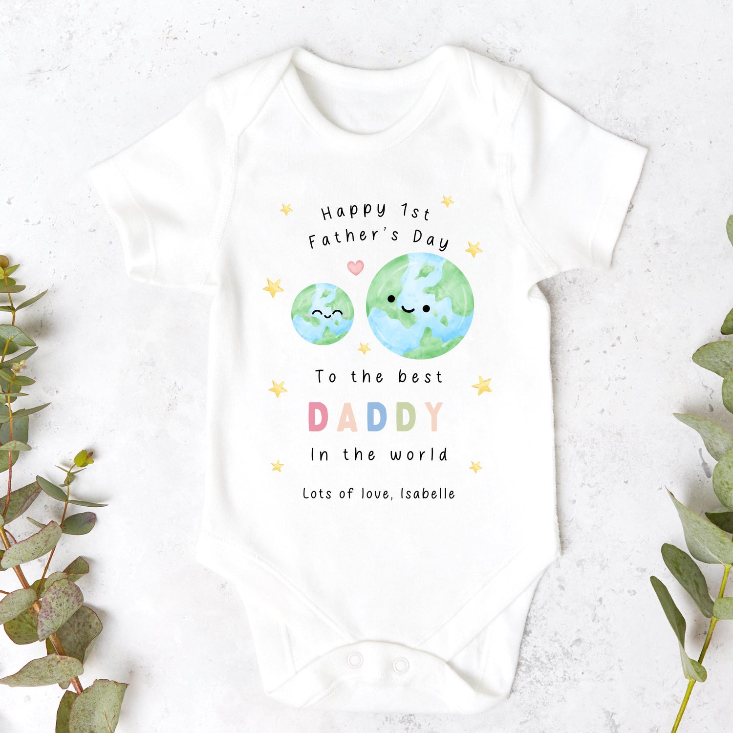 Fathers Day Best Daddy In The World Personalised Sleepsuit