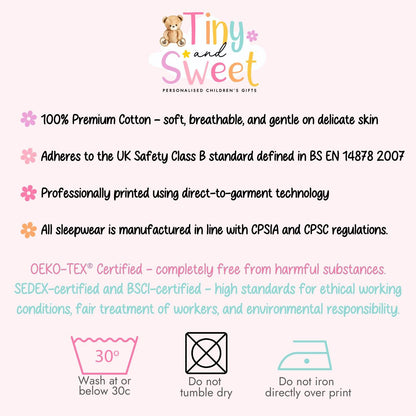 Pink Teddy Bear Birthday Pyjamas, When I Wake Up I’ll Be..., Teddy Bear Birthday PJs, Pink Girls Sleepwear, Personalised Teddy Toddler Pjs