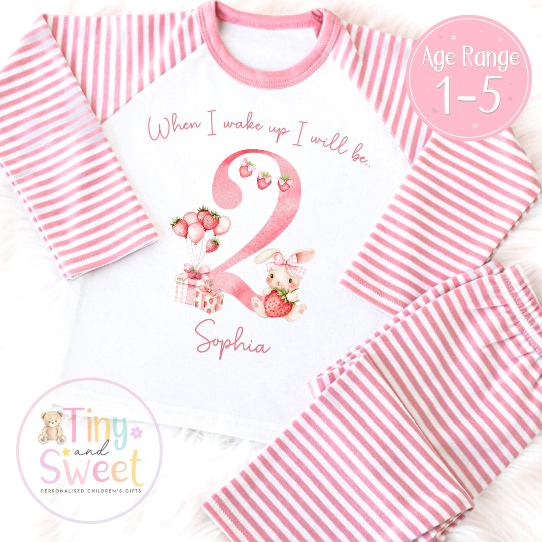 Personalised Toddler Baby Pyjamas, Berry First, When i wake up i&