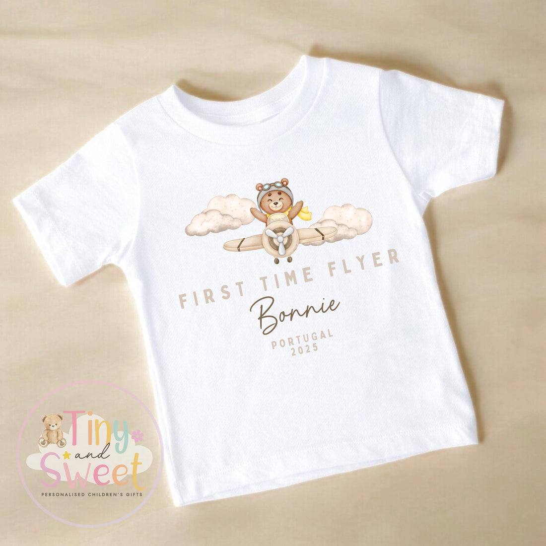 Personalised My First Flight T Shirt, First Time Flyer Bodysuit, 1st Holiday Babygrow, Babies First Holiday, First Time Flyer