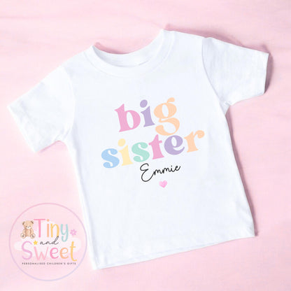 Big Sister TShirt, Big Sister, Pastel Big Sister T Shirt, Big Sister Top, Big Sister Gift, Pregnancy Announcement, Little Sister T Shirt