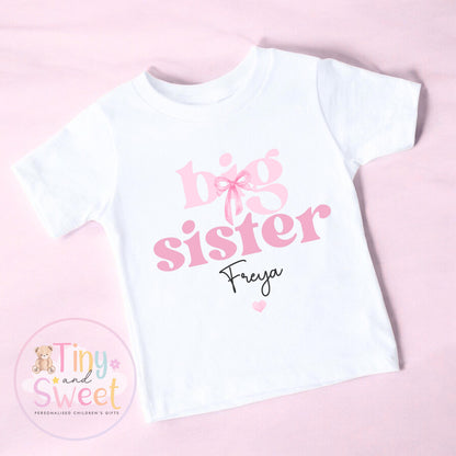 Big Sister TShirt, Big Sister, Pink Bow Big Sister T Shirt, Big Sister Top, Big Sister Gift, Pregnancy Announcement, Little Sister T Shirt