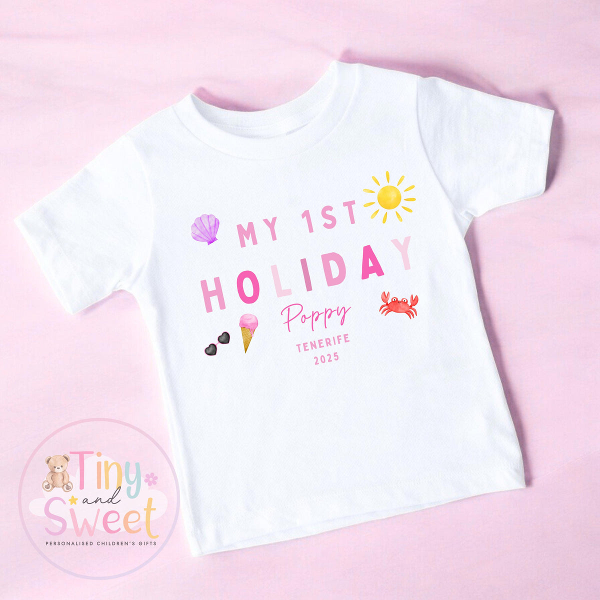 My First Holiday T-Shirt, Personalised Baby Travel Outfit, Baby’s First Holiday Shirt, Cute Summer Travel Outfit, My First Holiday Design