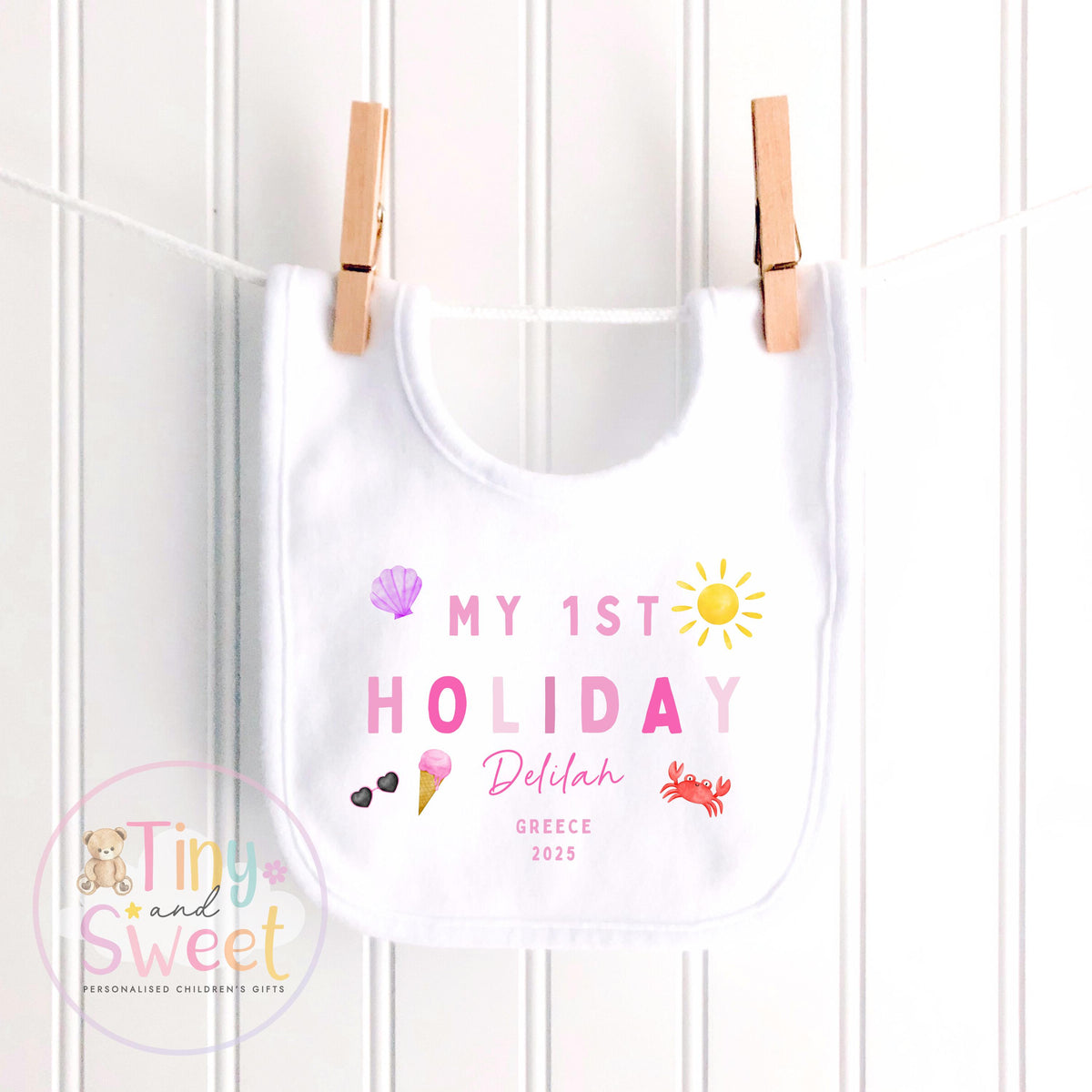 My First Holiday T-Shirt, Personalised Baby Travel Outfit, Baby’s First Holiday Shirt, Cute Summer Travel Outfit, My First Holiday Design