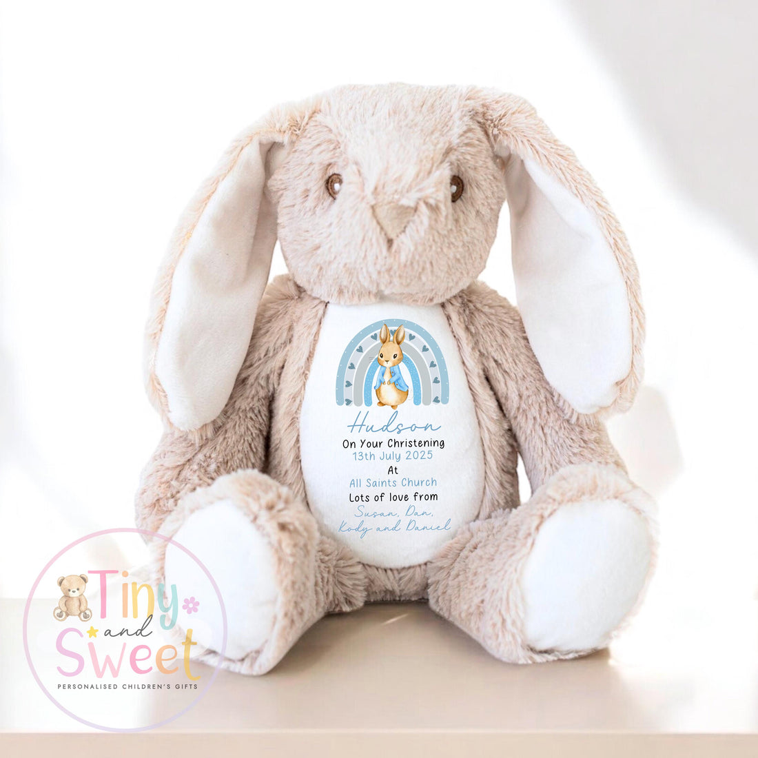 Personalised Christening Bunny, Christening Gift, Christening Keepsake, Personalised Christening Gifts, Baptism Gift, New Baby Gift