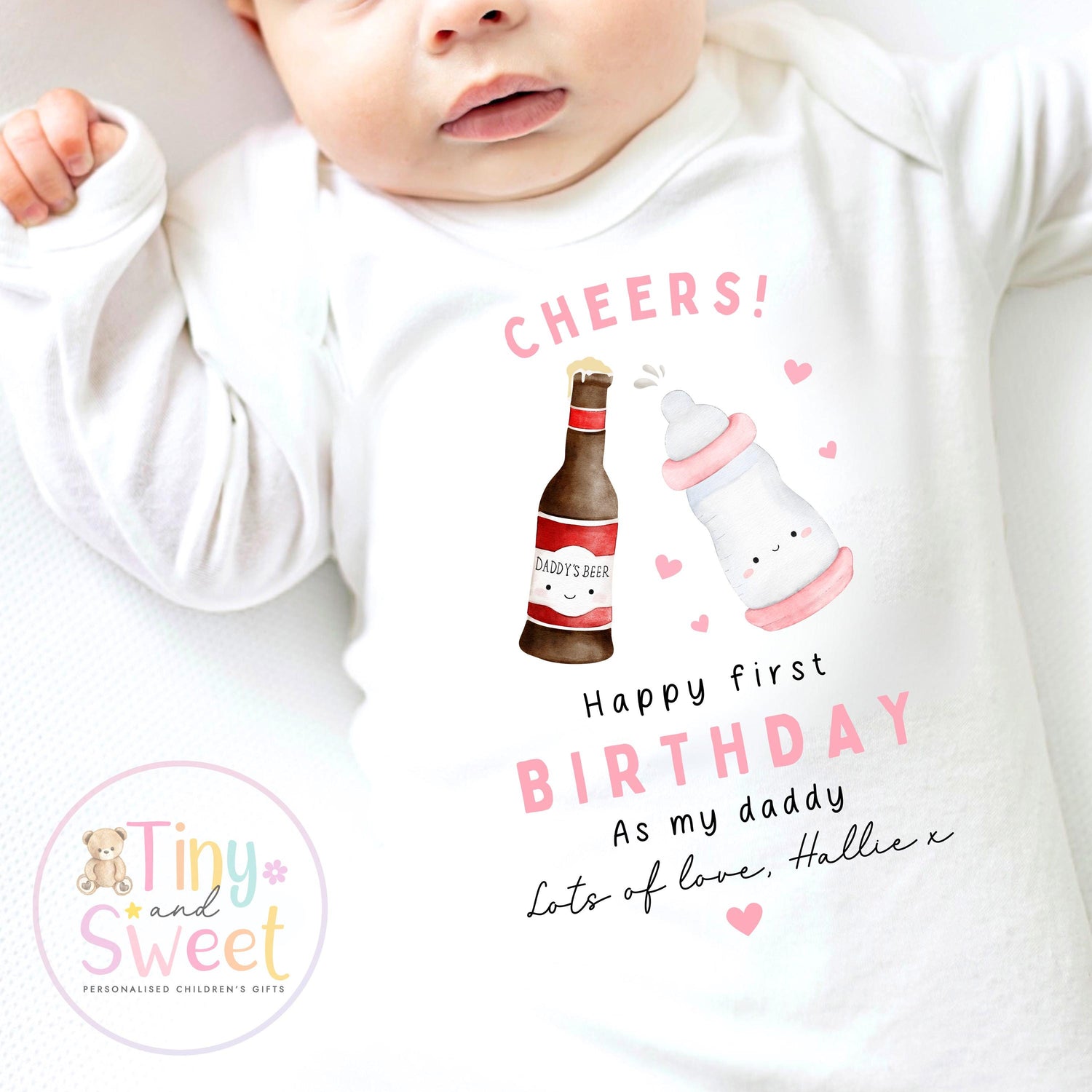 Happy Birthday Daddy, 1st Birthday as My Daddy, Cheers, New Dad Gift, Dad Birthday, Daddy Birthday, Sleepsuit Babygrow Bodysuit Dad Birthday