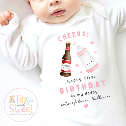 Happy Birthday Daddy, 1st Birthday as My Daddy, Cheers, New Dad Gift, Dad Birthday, Daddy Birthday, Sleepsuit Babygrow Bodysuit Dad Birthday