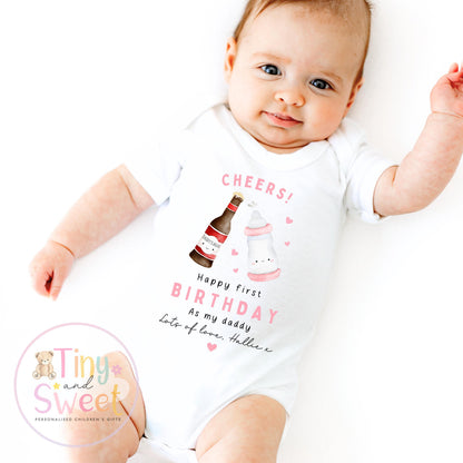 Happy Birthday Daddy, 1st Birthday as My Daddy, Cheers, New Dad Gift, Dad Birthday, Daddy Birthday, Sleepsuit Babygrow Bodysuit Dad Birthday
