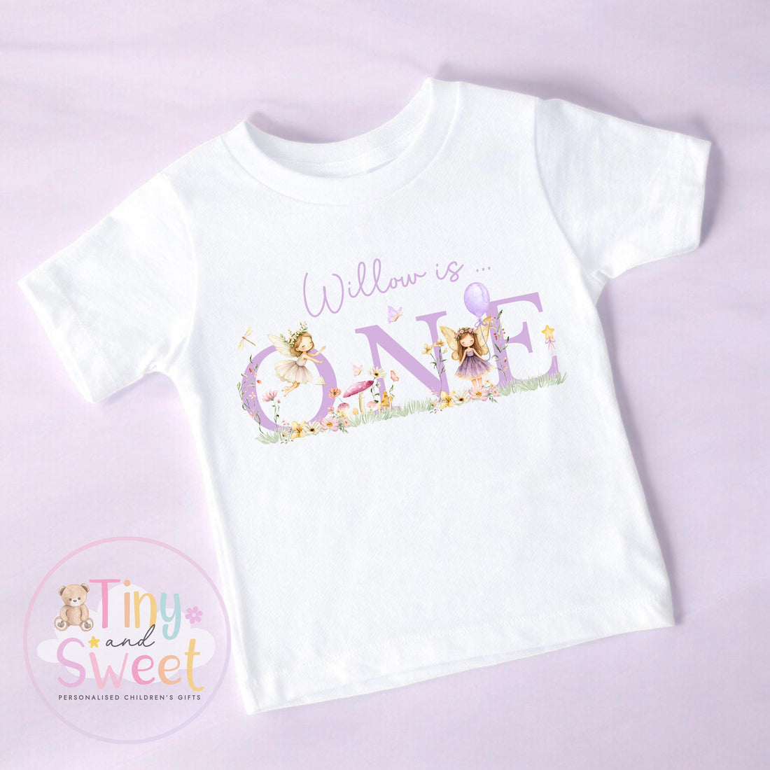 Personalised Fairy Lilac Birthday T-shirt, 1st Birthday T Shirt, Fairy 2nd Birthday T Shirt, 3rd Birthday, Fairy Birthday