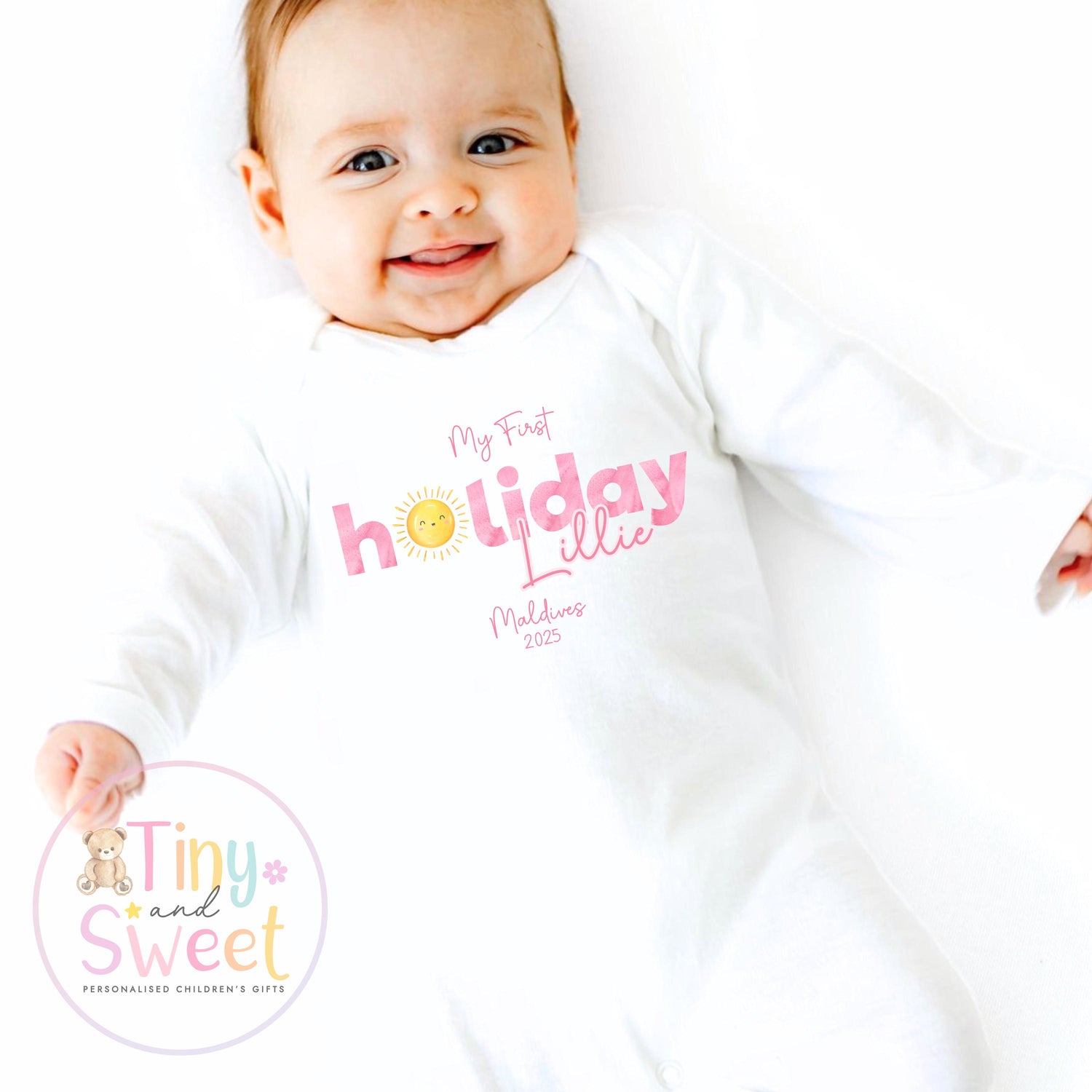 Personalised My First Holiday Toddler vest, First Holiday Sleepsuit, First Holiday t shirt, Babies First Holiday, First Time Flyer