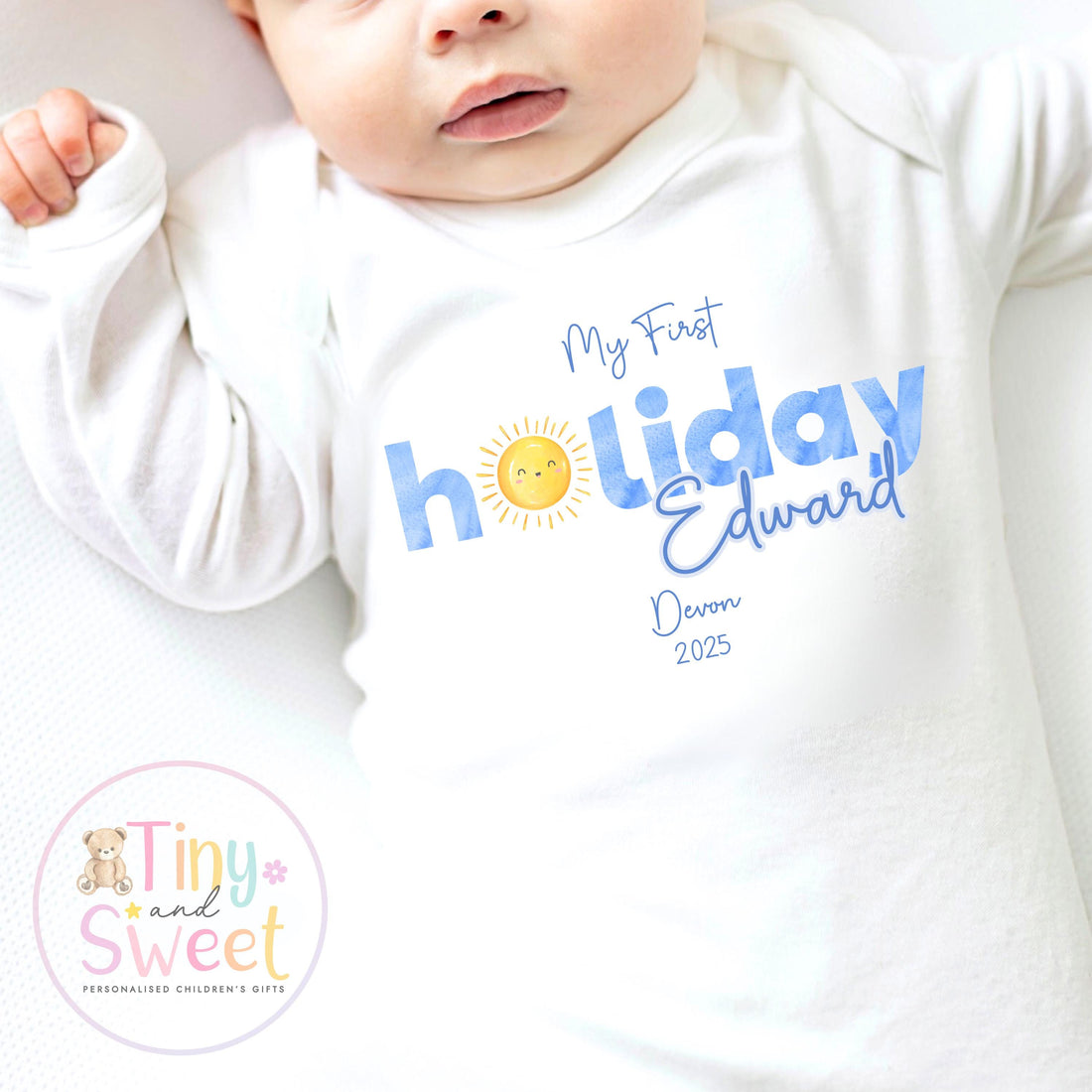 Personalised My First Holiday Toddler vest, First Holiday Sleepsuit, First Holiday t shirt, Babies First Holiday, First Time Flyer