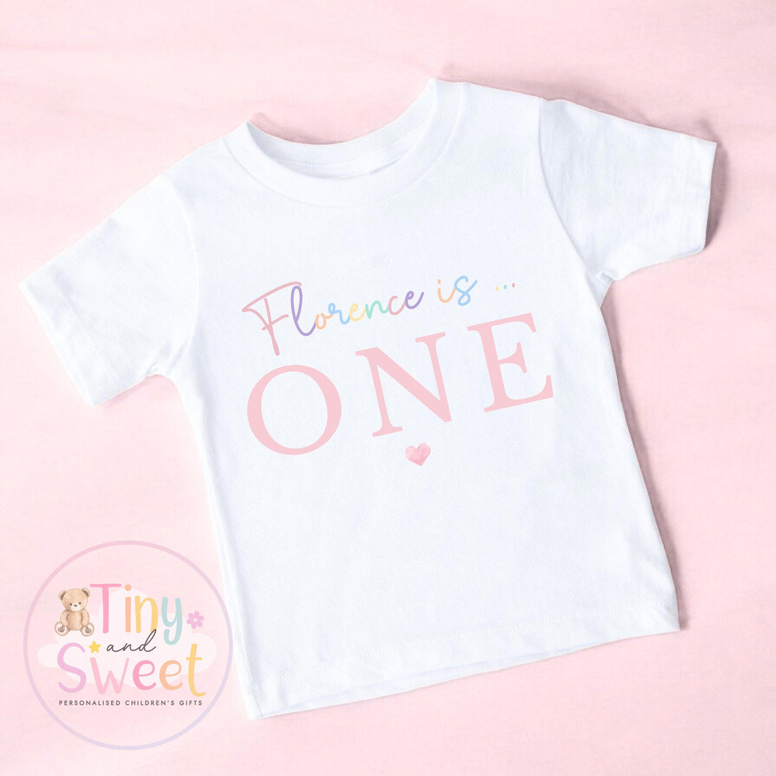 Personalised Pastel Rainbow Birthday T-shirt, 1st Birthday T Shirt, 2nd Birthday T Shirt, 3rd Birthday, Pastel Rainbow Birthday