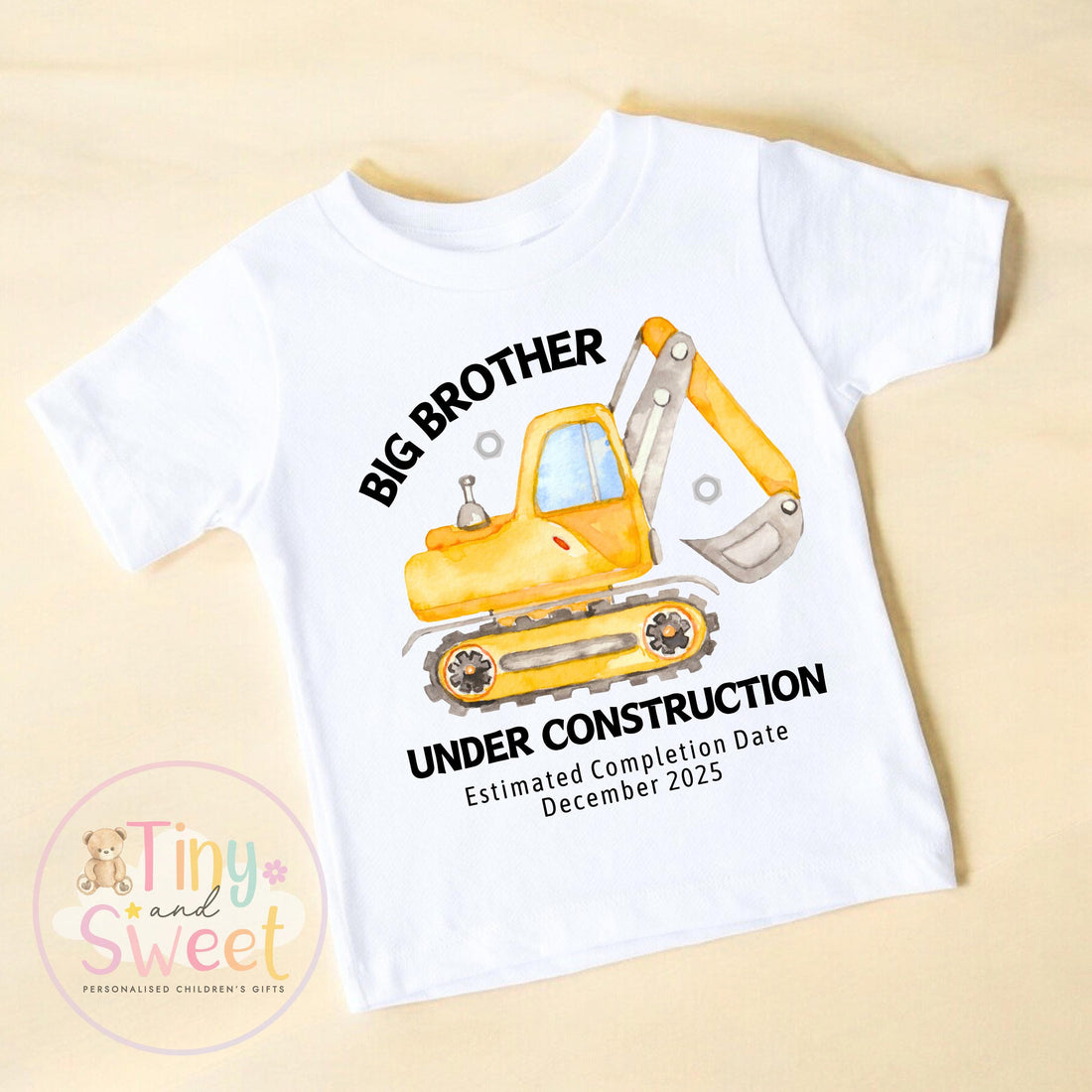 Adorable Big Brother Excavator T-Shirt: Cute Pregnancy Announcement &amp; Sibling Gift for Toddler Construction Fans