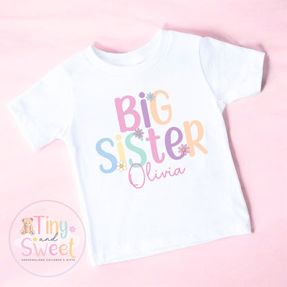 Big Sister TShirt, Big Sister, Pastel Big Sister T Shirt, Big Sister Top, Big Sister Gift, Pregnancy Announcement, Little Sister T Shirt