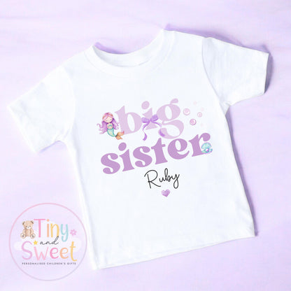 Big Sister TShirt, Big Sister, Mermaid Big Sister T Shirt, Big Sister Top, Big Sister Gift, Pregnancy Announcement, Little Sister T Shirt