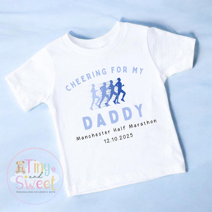 Cheering for Daddy T Shirt, Kids Marathon T Shirt, Marathon Supporters Tshirt, Cheering for Mummy, Manchester Marathon