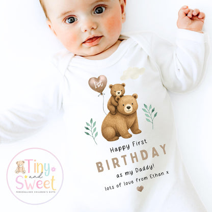 Happy Birthday Daddy, 1st Birthday as My Daddy, Cheers, New Dad Gift, Dad Birthday, Daddy Birthday, Sleepsuit Babygrow Bodysuit Dad Birthday