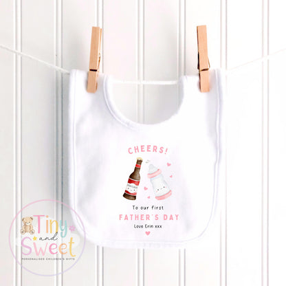 Fathers Day CHEERS To Our First Beige Personalised Sleepsuit