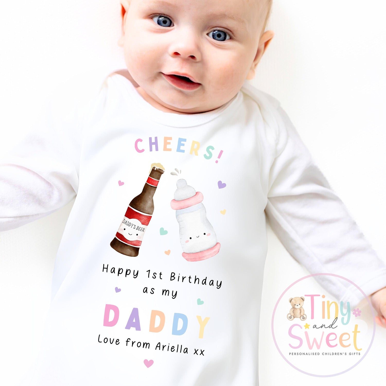 Happy Birthday Daddy, 1st Birthday as My Daddy, Cheers, New Dad Gift, Dad Birthday, Daddy Birthday, Sleepsuit Babygrow Bodysuit Dad Birthday