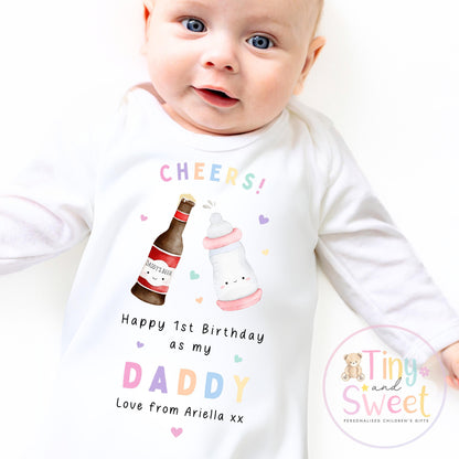 Happy Birthday Daddy, 1st Birthday as My Daddy, Cheers, New Dad Gift, Dad Birthday, Daddy Birthday, Sleepsuit Babygrow Bodysuit Dad Birthday