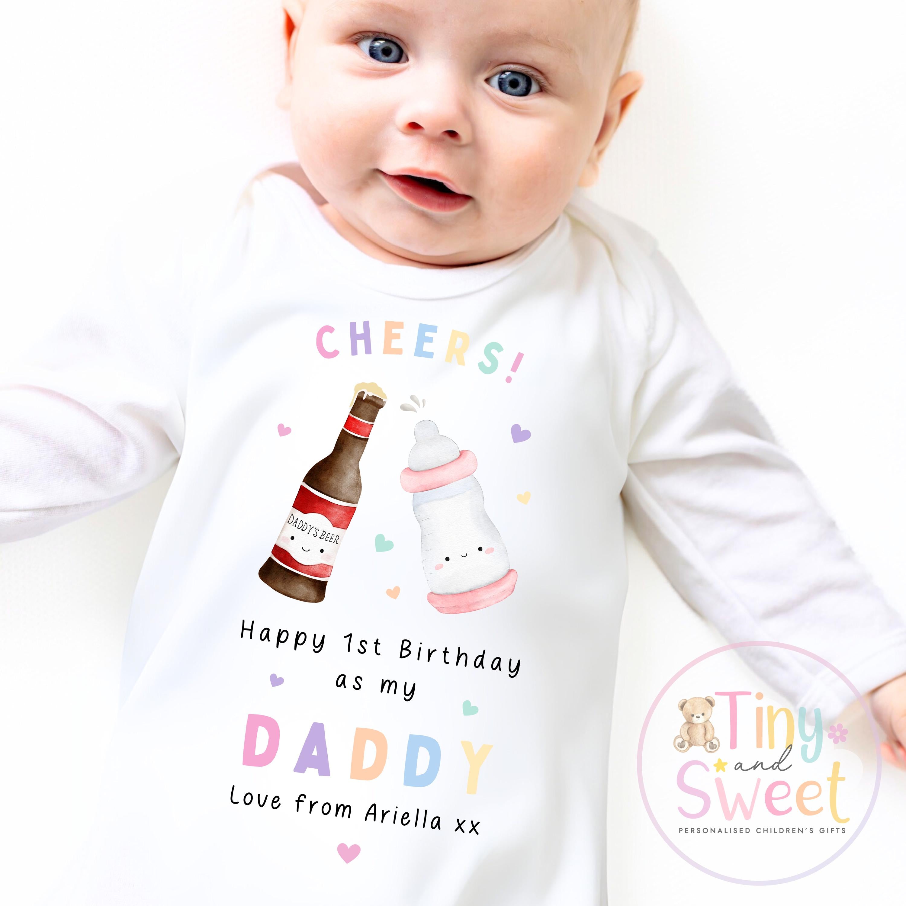CHEERS 1st Birthday As My Daddy Personalised Babygrow