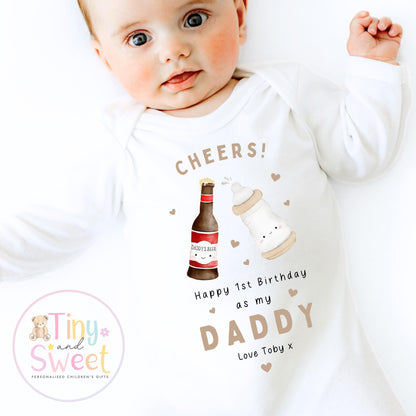 Happy Birthday Daddy, 1st Birthday as My Daddy, Cheers, New Dad Gift, Dad Birthday, Daddy Birthday, Sleepsuit Babygrow Bodysuit Dad Birthday