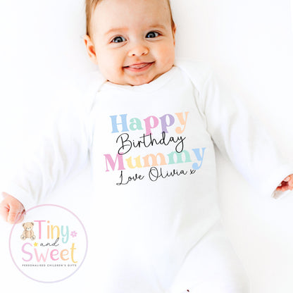 Pastel Happy Birthday Mummy Personalised T-Shirt
