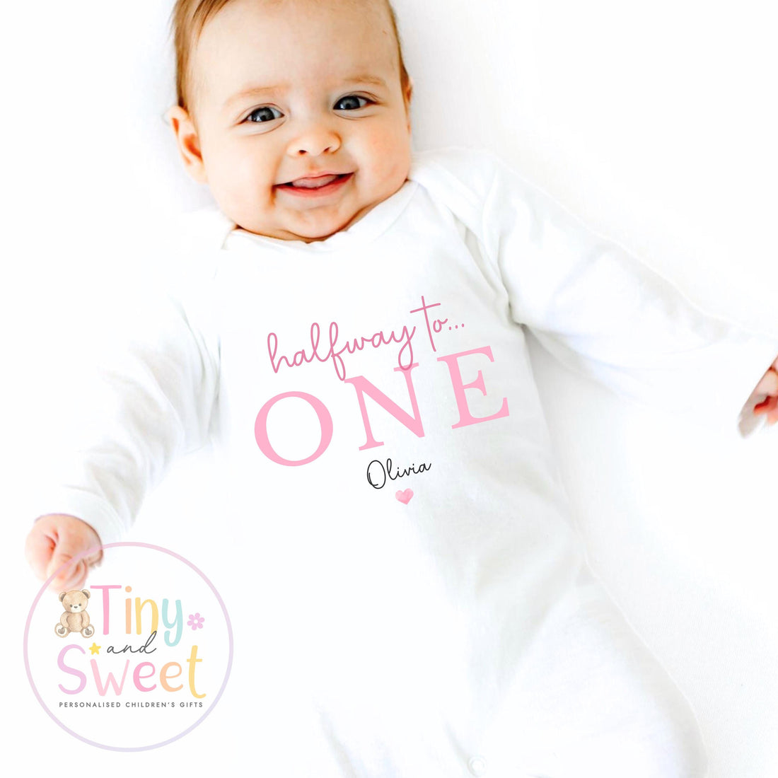 Half way to one t shirt, half birthday sleepsuits, Half Way To One Bodysuit, half birthday t shirt, 6 month birthday, half birthday